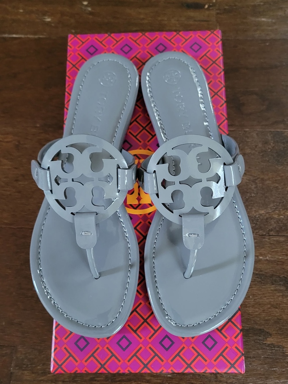 Tory Burch Miller Patent Leather Sandal-Grey-7.5-Brand new